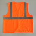 High quality fluorescent orange ANSI 107 mesh reflective vest zipper closure with pockets